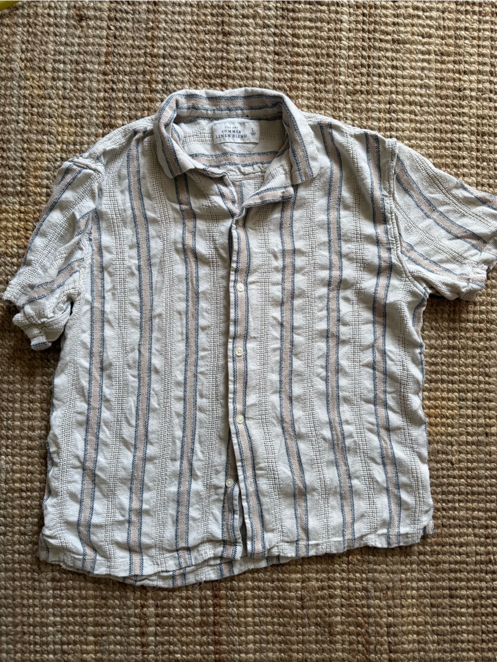 Abercrombie & Fitch Men’s 55% Linen - Linen Blend Button-Up — Size L